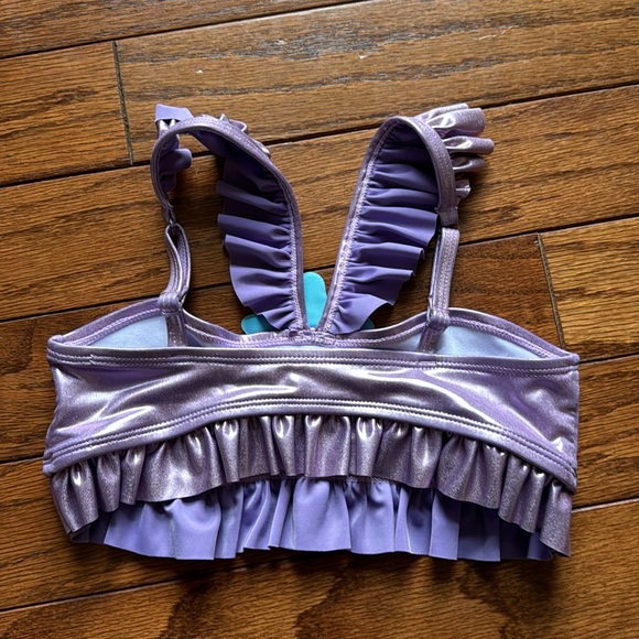 Size 7/8 Disney Princess Ariel mermaid tail 2 piece swim suit with tulle detail - Picture 3 of 12